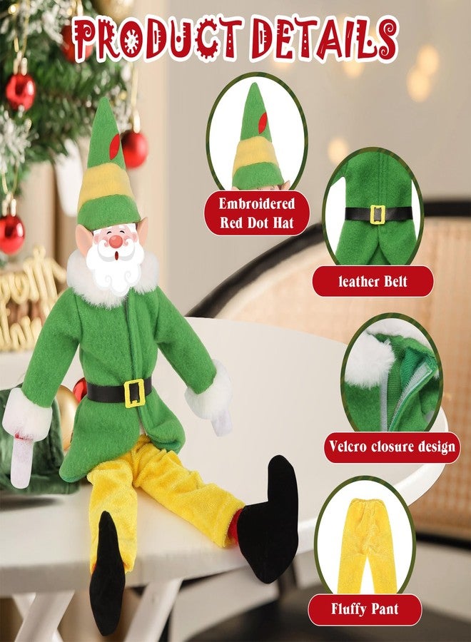 GKLTVB 6 pc Christmas Elf Doll Accessories Kit,Holiday Elf Doll Clothes Outfit Include Cute Mini Cone-Shaped Hat,Green Robe,Leather Belt,Yellow Pants, Black Boots - Image 2
